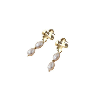 S925 Silver Needle Natural Baroque Freshwater Pearl Cold Retro Long Thin Earrings-Jewearrings