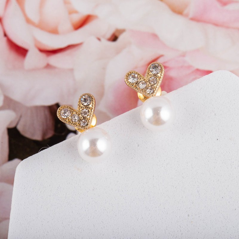 S925 Silver Needle Pearl Earrings Temperament Diamond Earrings-Jewearrings