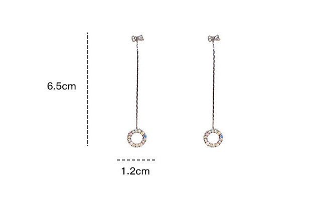 S925 silver needle simple fashion wild long bow color diamond circle earrings earrings earrings-Jewearrings