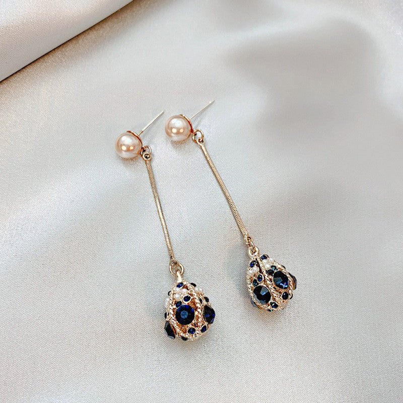 S925 Silver Needle Stud Earrings Women Long Tassel Earrings-Jewearrings