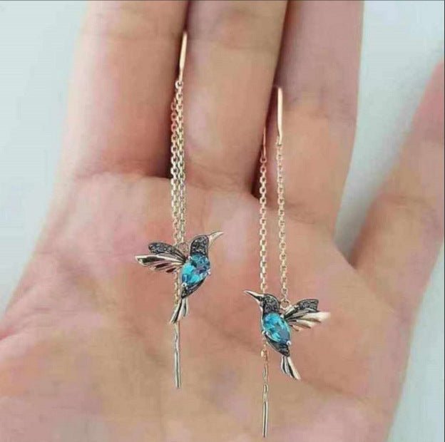 S925 Silver Needle Wild Simple Long Earrings New Trendy Women's Diamond Willow Leaves-Jewearrings