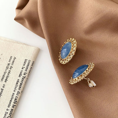 s925 silver pin blue stone earrings-Jewearrings