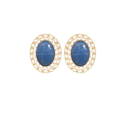 s925 silver pin blue stone earrings-Jewearrings