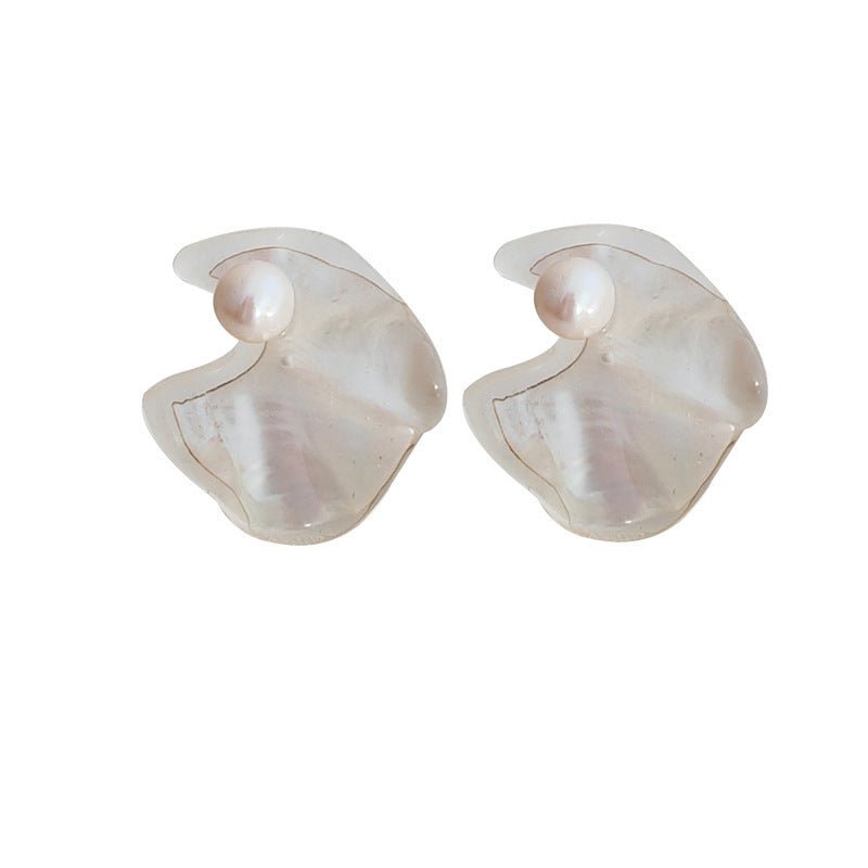 S925 Silver Post Elegant French Women's Pearl Shell Earrings-Jewearrings