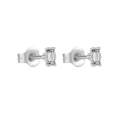 S925 Silver Rectangular Diamond Stud Earrings Minimalist Retro-Jewearrings