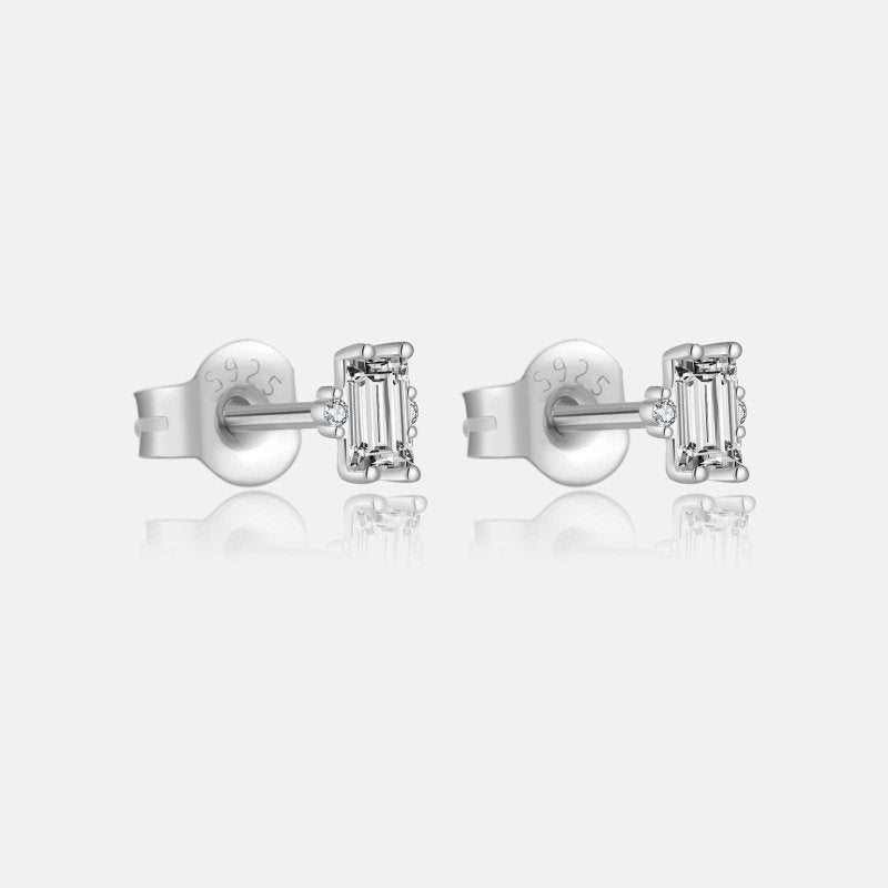 S925 Silver Rectangular Diamond Stud Earrings Minimalist Retro-Jewearrings