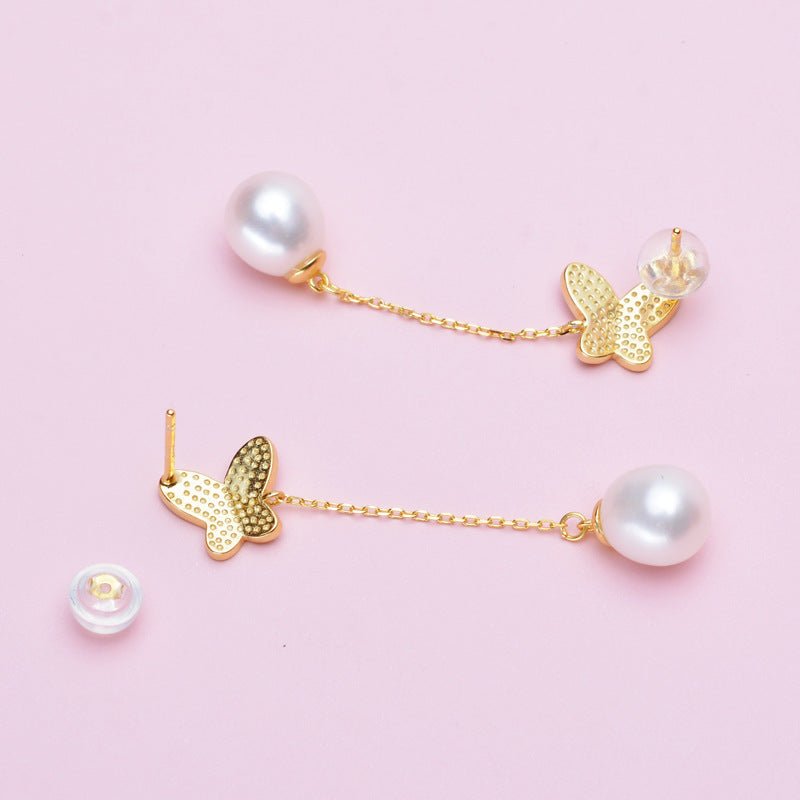 S925 Silver Shell Making Butterfly Flying Earrings-Jewearrings