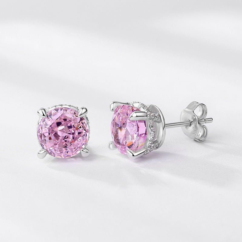 S925 Silver Stud Earrings Cherry Blossom Diamond Earrings-Jewearrings