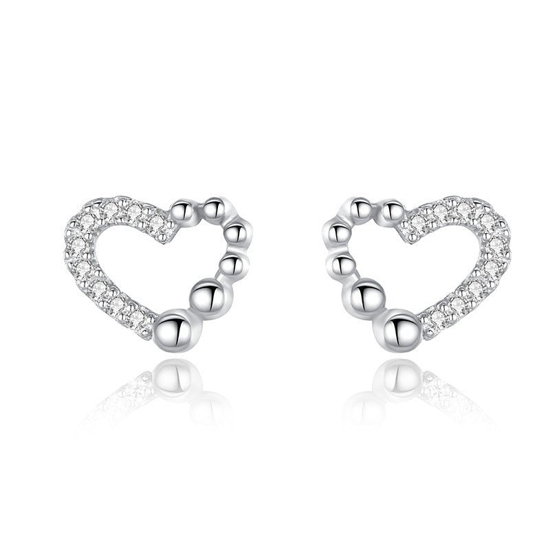 S925 Silver Sweet Love Diamond Stud Earrings-Jewearrings