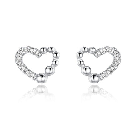 S925 Silver Sweet Love Diamond Stud Earrings-Jewearrings