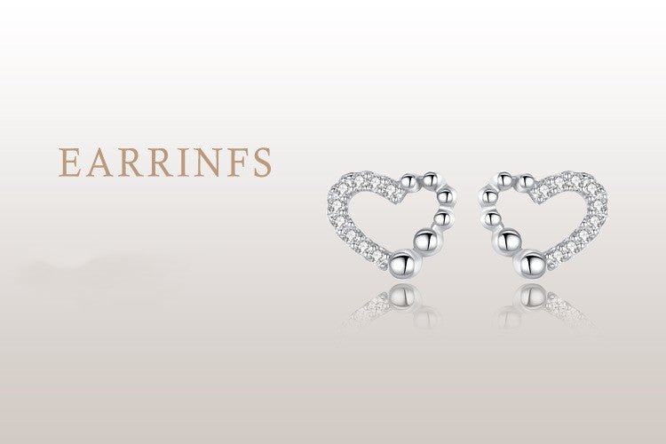 S925 Silver Sweet Love Diamond Stud Earrings-Jewearrings