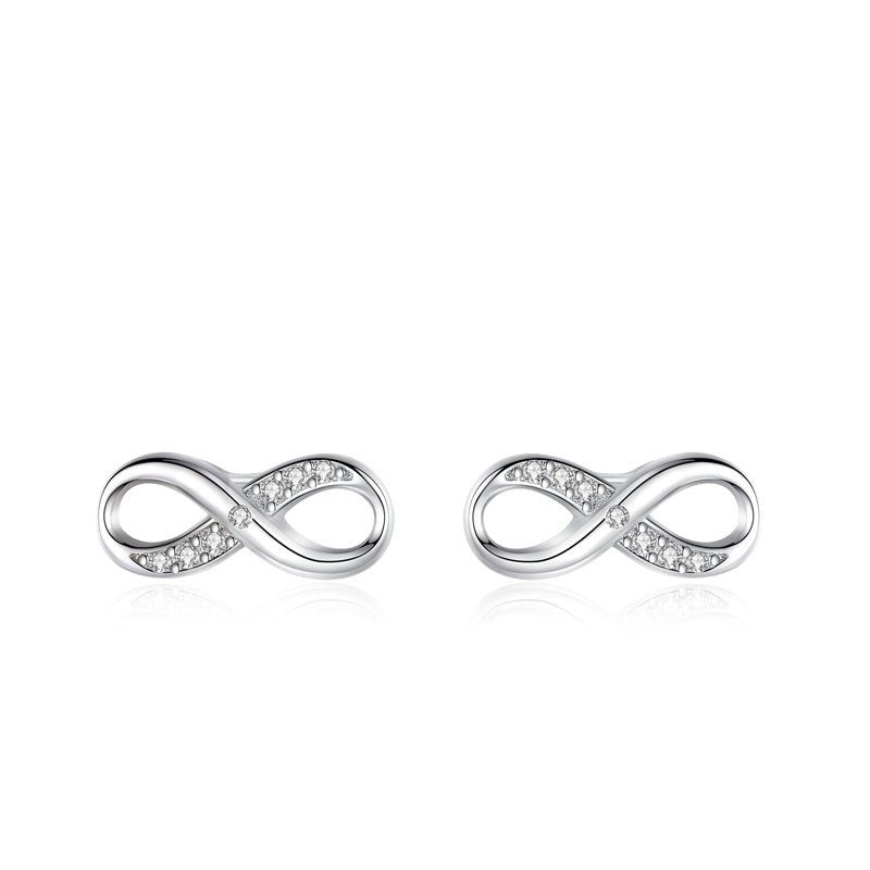 S925 Sterling Silver 8-word Diamond Stud Earrings-Jewearrings