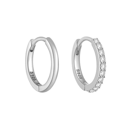 S925 Sterling Silver Asymmetric Diamond-embedded Classic Earclip Earrings-Jewearrings