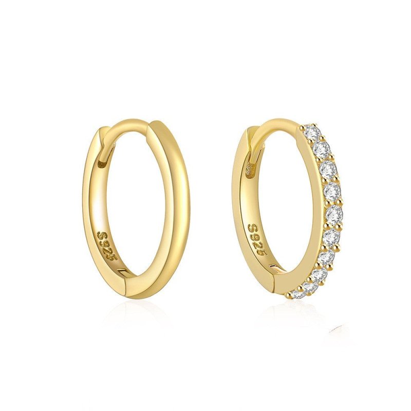 S925 Sterling Silver Asymmetric Diamond-embedded Classic Earclip Earrings-Jewearrings