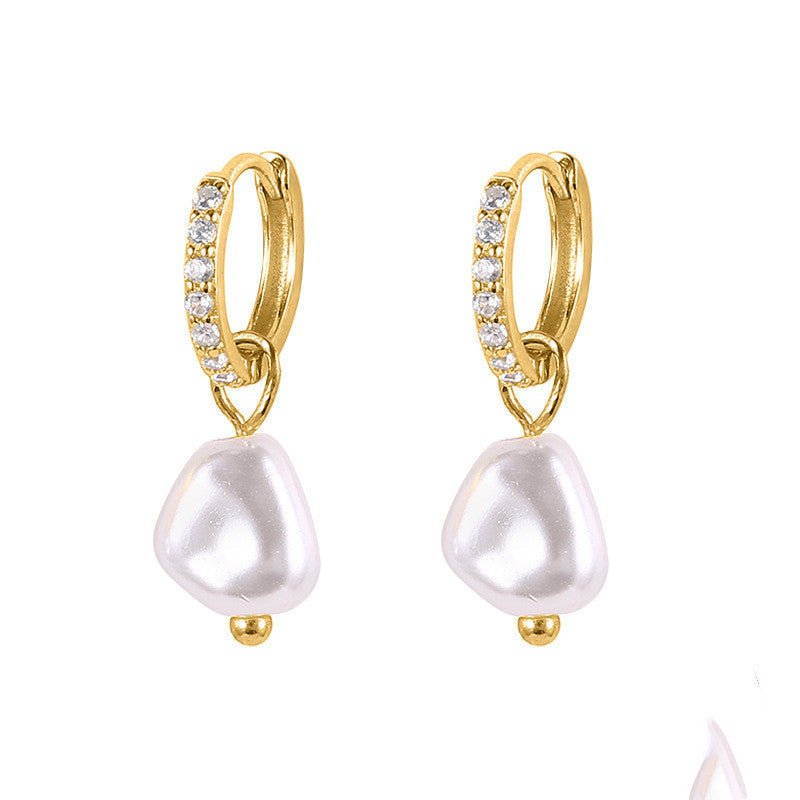 S925 Sterling Silver Baroque Pearl Diamond Earrings-Jewearrings