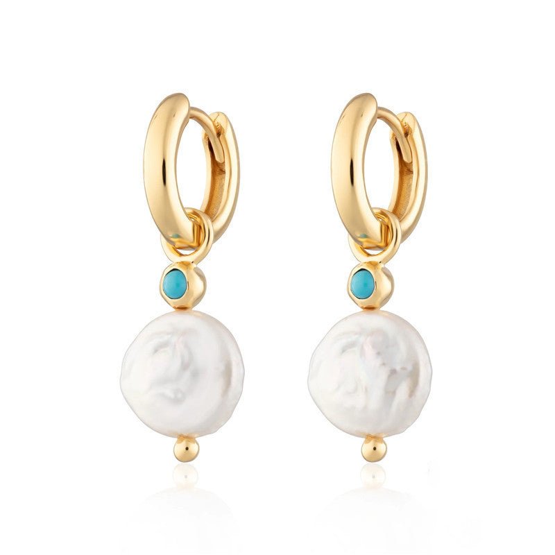 S925 Sterling Silver Baroque Shaped Pearl Aperture Ear Buckle Earrings-Jewearrings