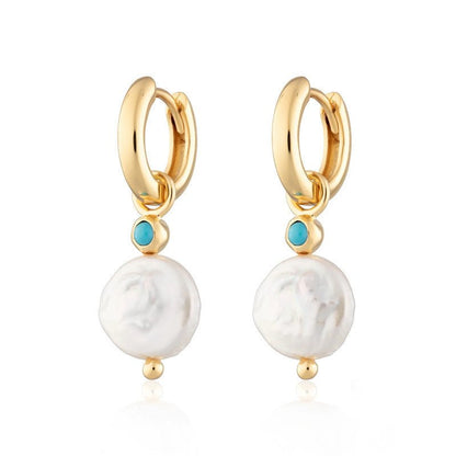 S925 Sterling Silver Baroque Shaped Pearl Aperture Ear Buckle Earrings-Jewearrings