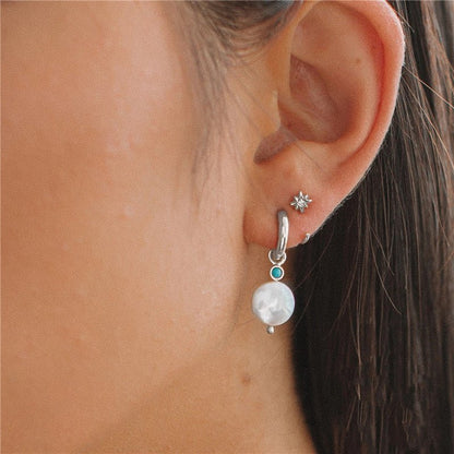 S925 Sterling Silver Baroque Shaped Pearl Aperture Ear Buckle Earrings-Jewearrings