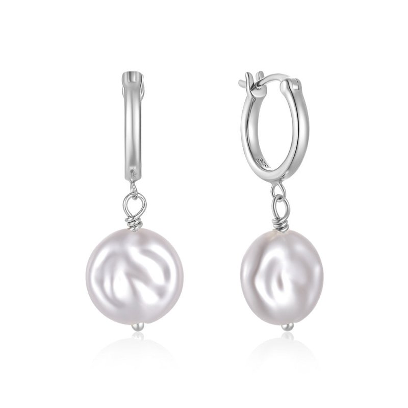 S925 Sterling Silver Baroque Shaped Pearl Earrings-Jewearrings