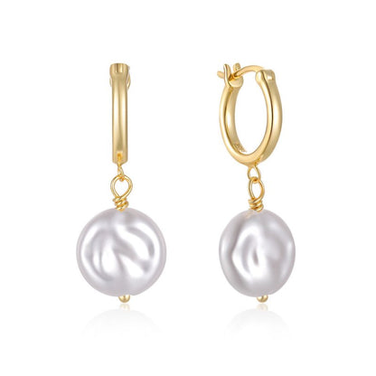 S925 Sterling Silver Baroque Shaped Pearl Earrings-Jewearrings