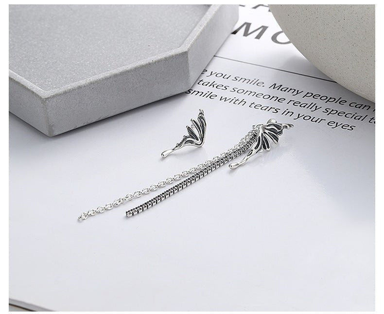 S925 Sterling Silver Butterfly Tassel Long Earrings-Jewearrings