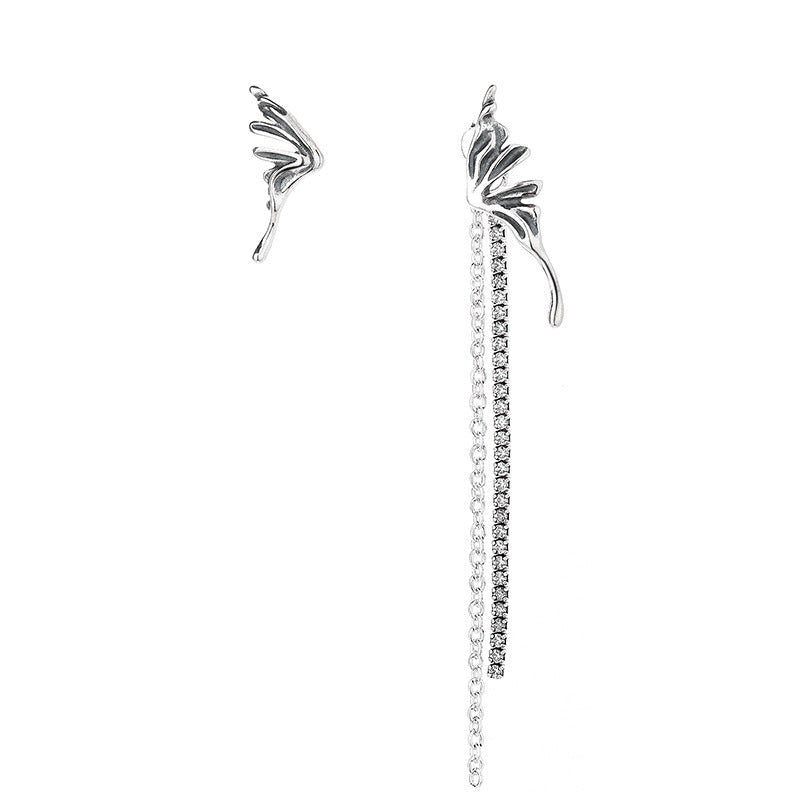 S925 Sterling Silver Butterfly Tassel Long Earrings-Jewearrings