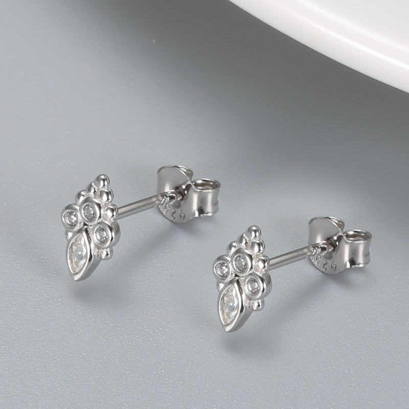 S925 Sterling Silver Cat's Paw Diamond Stud Earrings-Jewearrings