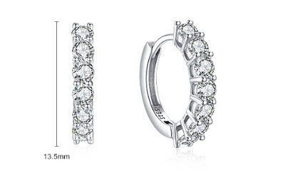 S925 Sterling Silver Circle Full Diamond Earrings Women's European And American Fashion-Jewearrings