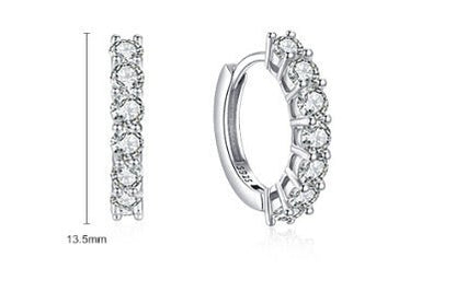 S925 Sterling Silver Circle Full Diamond Earrings Women's European And American Fashion-Jewearrings