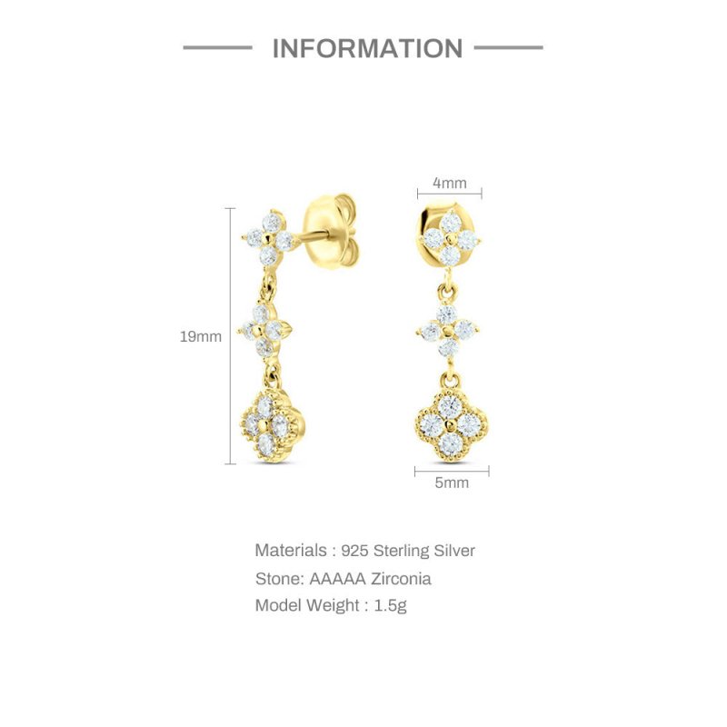 S925 Sterling Silver Colorful Diamond Flower Earrings-Jewearrings