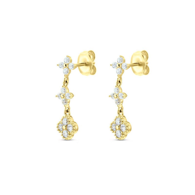 S925 Sterling Silver Colorful Diamond Flower Earrings-Jewearrings