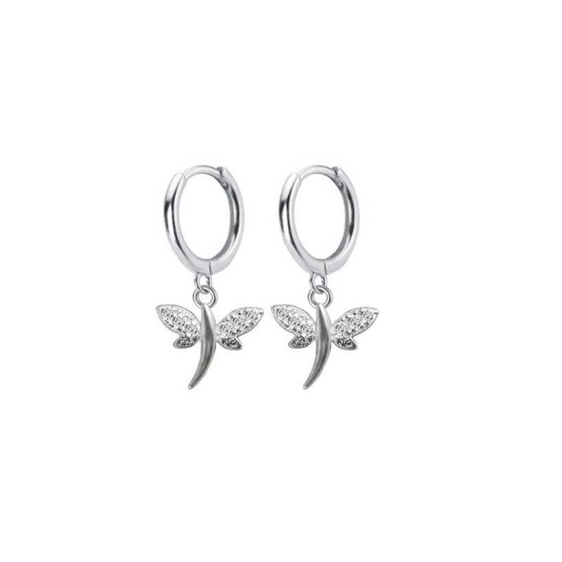 S925 sterling silver creative dragonfly earrings-Jewearrings