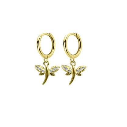 S925 sterling silver creative dragonfly earrings-Jewearrings