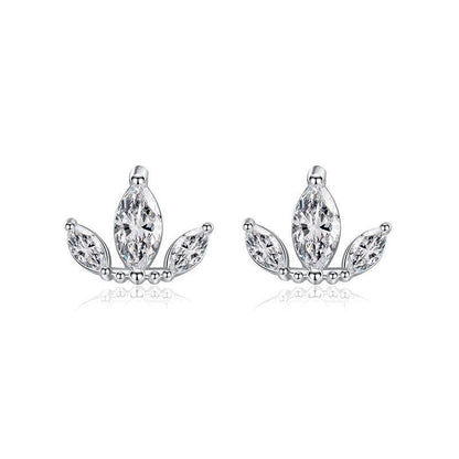 S925 Sterling Silver Diamond Crown Stud Earrings-Jewearrings