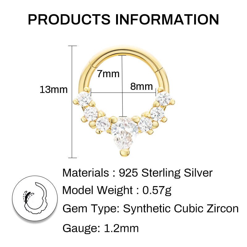 S925 Sterling Silver Diamond-embedded Cartilage Puncture Earclip Earrings-Jewearrings