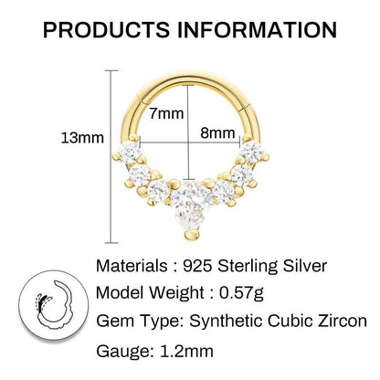 S925 Sterling Silver Diamond-embedded Cartilage Puncture Earclip Earrings-Jewearrings