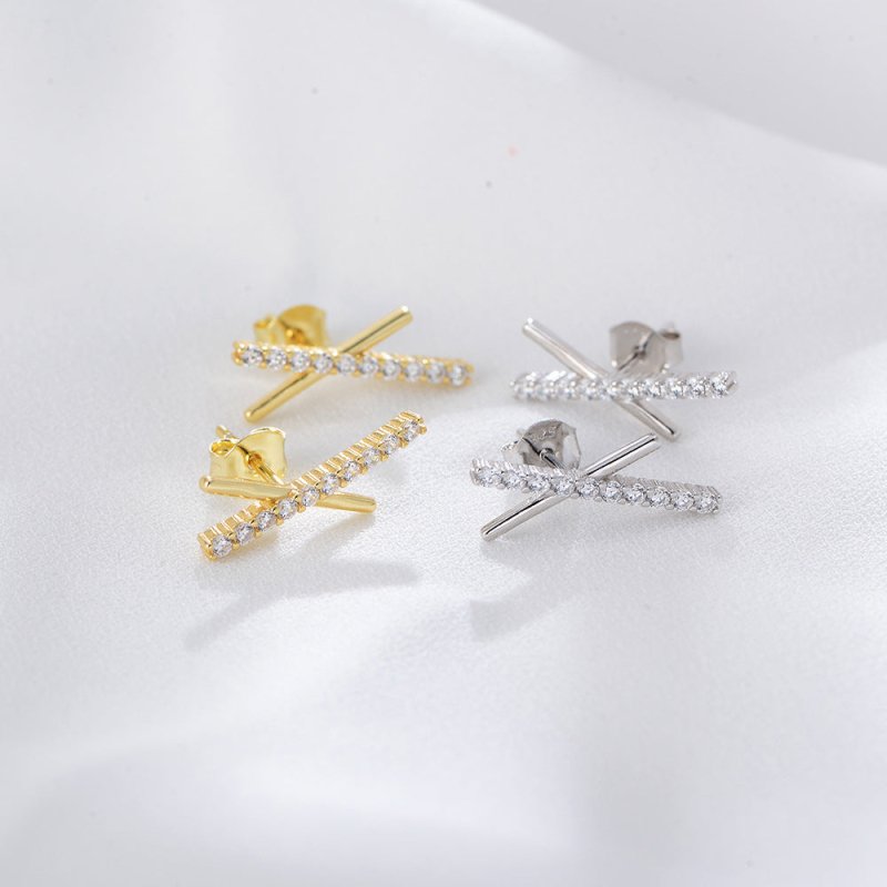 S925 Sterling Silver Diamond Inlaid Zircon Stud Earrings-Jewearrings