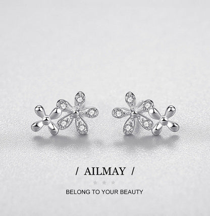 S925 Sterling Silver Diamond Small Daisy Stud Earrings-Jewearrings