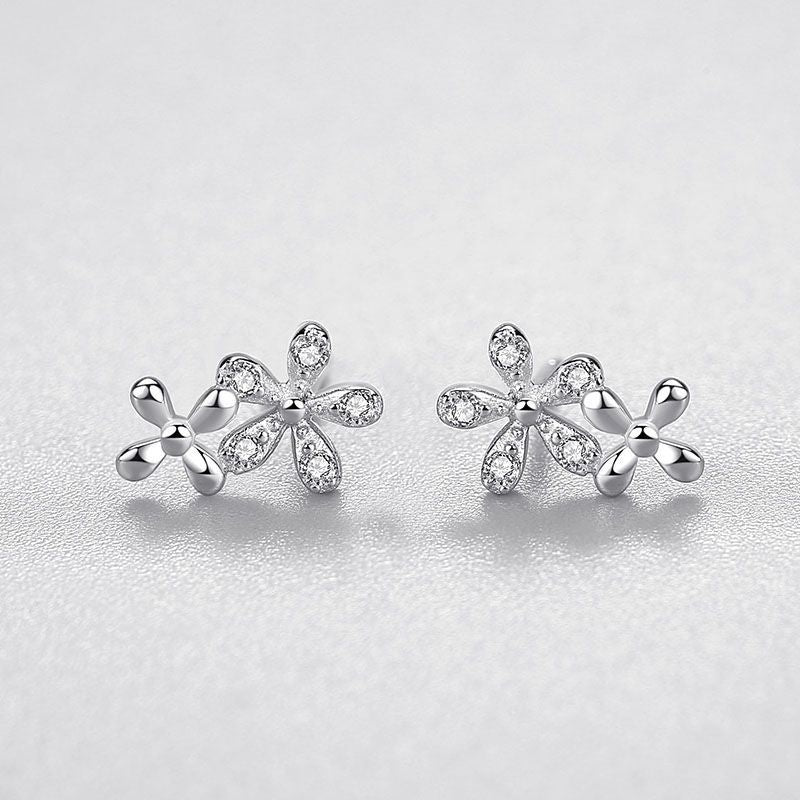 S925 Sterling Silver Diamond Small Daisy Stud Earrings-Jewearrings