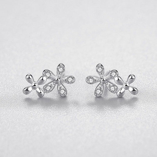 S925 Sterling Silver Diamond Small Daisy Stud Earrings-Jewearrings