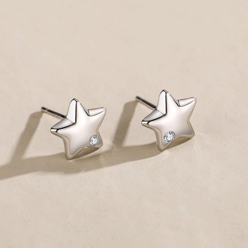 S925 Sterling Silver Diamond Star Stud Earrings-Jewearrings