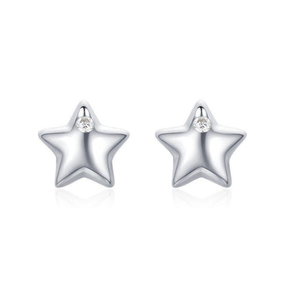 S925 Sterling Silver Diamond Star Stud Earrings-Jewearrings