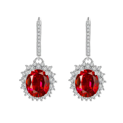 S925 Sterling Silver Earrings 10 12mm Long Eardrops Ear Hooks Padma Red Fine Jewelry-Jewearrings