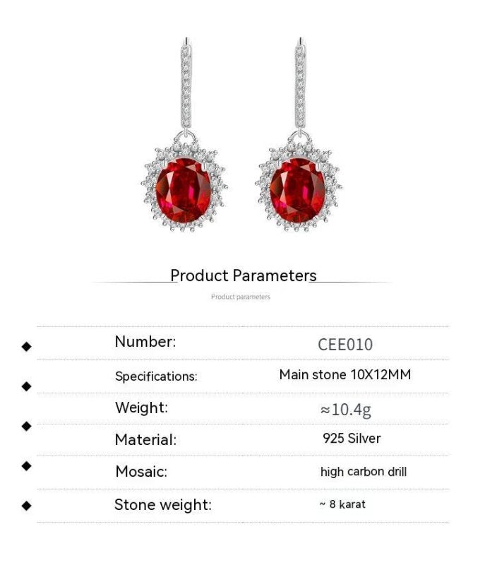 S925 Sterling Silver Earrings 10 12mm Long Eardrops Ear Hooks Padma Red Fine Jewelry-Jewearrings