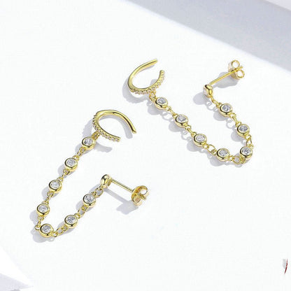 S925 Sterling Silver Earrings Fashion Gold-plated Long Earrings-Jewearrings