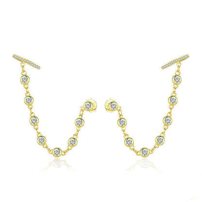 S925 Sterling Silver Earrings Fashion Gold-plated Long Earrings-Jewearrings