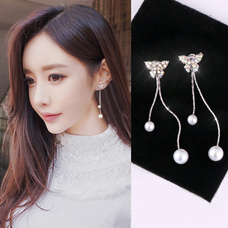 S925 sterling silver earrings long tassel earrings-Jewearrings