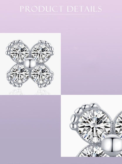 S925 Sterling Silver Flower Micro Diamond Stud Earrings-Jewearrings