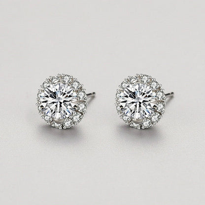 S925 Sterling Silver Geometric Diamond Stud Earrings-Jewearrings