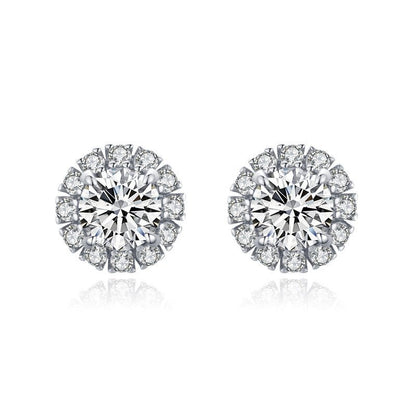 S925 Sterling Silver Geometric Diamond Stud Earrings-Jewearrings